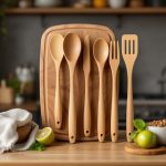 elegant 5 piece wooden kitchenware set