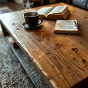 handcrafted solid oak coffee table