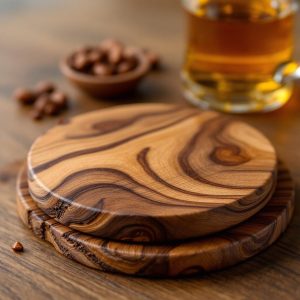 handcrafted walnut coaster set