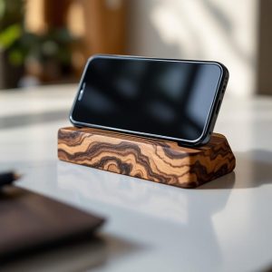 handcrafted walnut phone stand